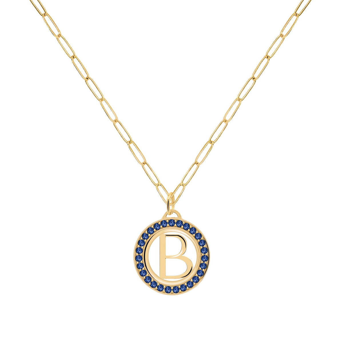 Letter & Birthstone Pendant in 14k Gold