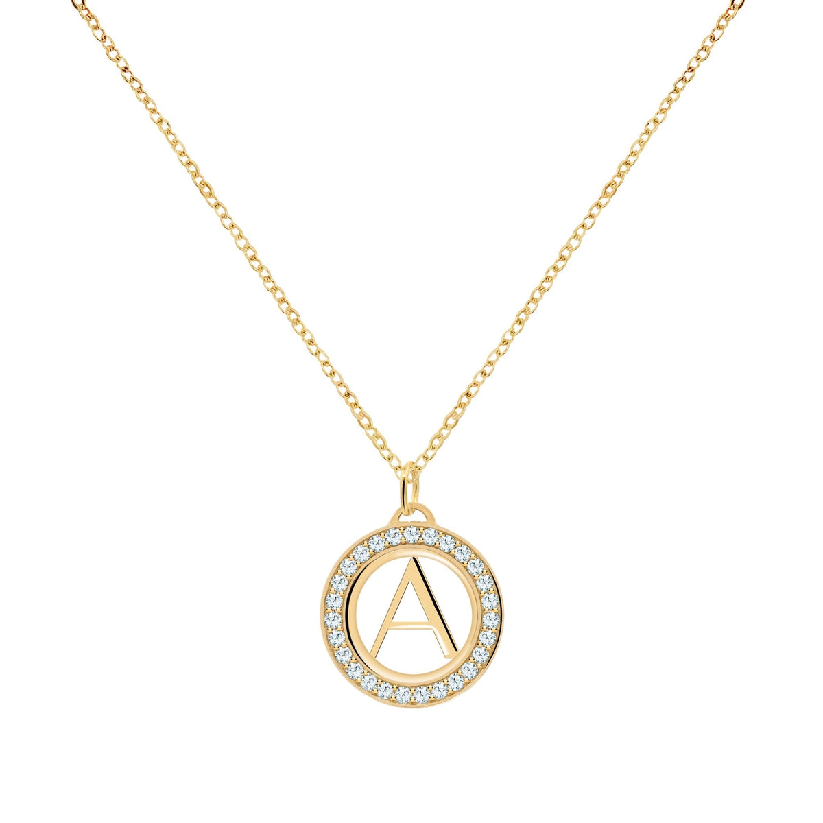 Letter & Aquamarine Pendant in 14k Gold (March)