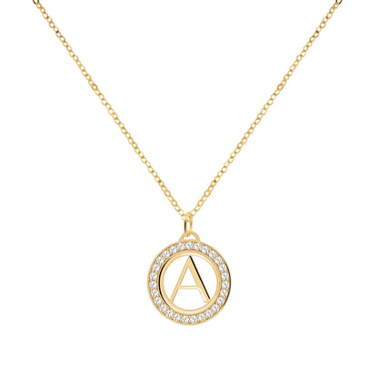 Letter & White Topaz Pendant in 14k Gold (April)