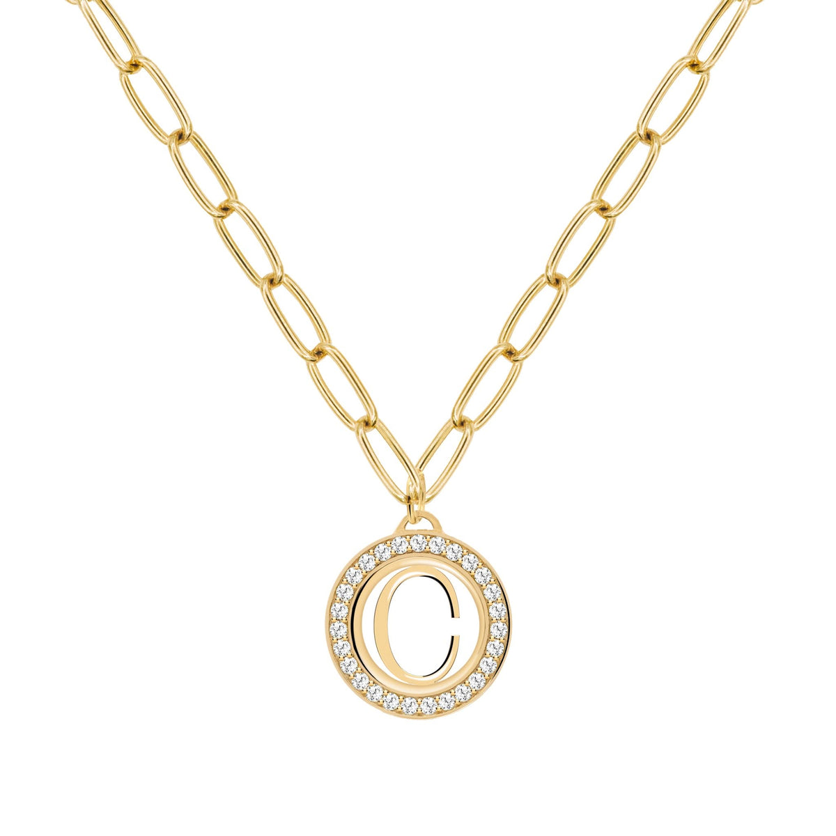 Letter & White Topaz Pendant in 14k Gold (April)