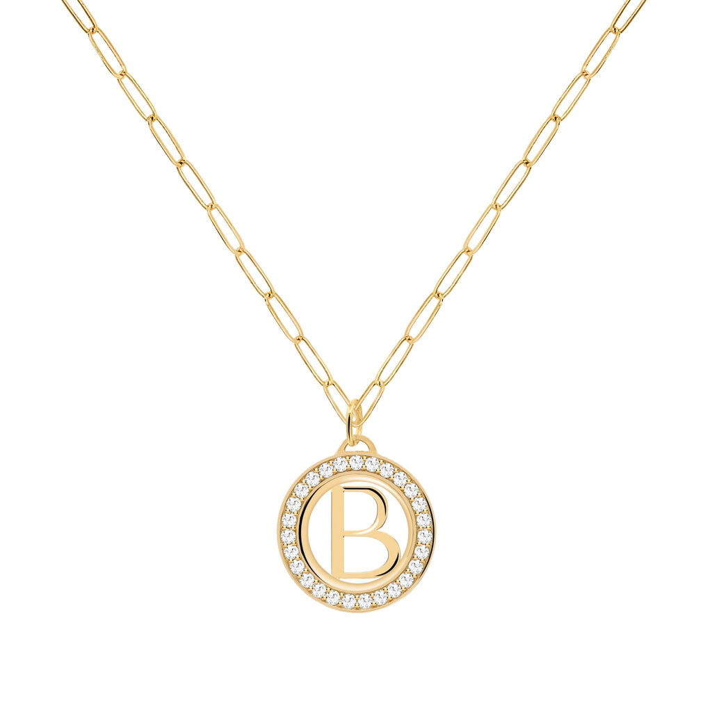 Letter & Diamond Pendant in 14k Gold (April)