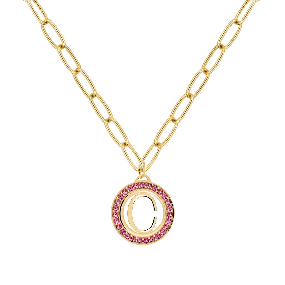 Letter & Ruby Pendant in 14k Gold (July)
