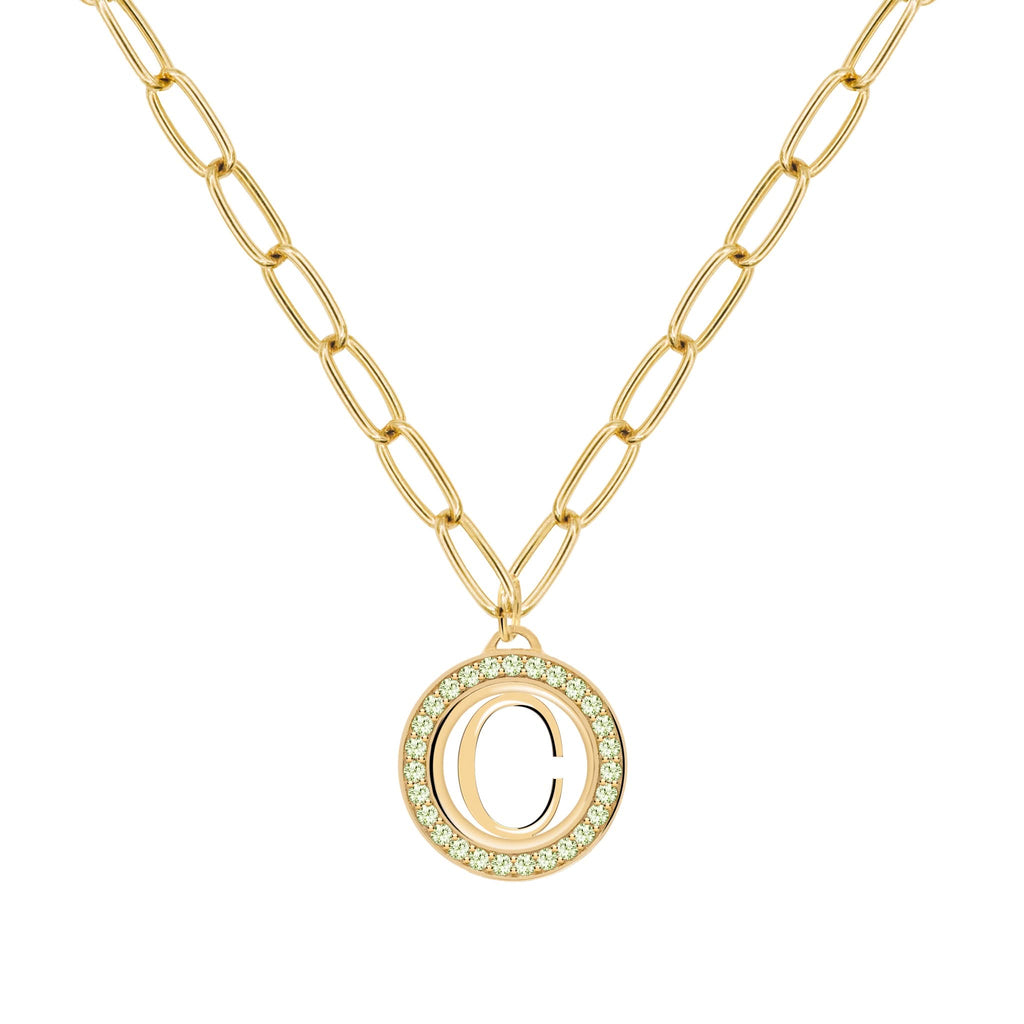 Letter & Birthstone Pendant in 14k Gold