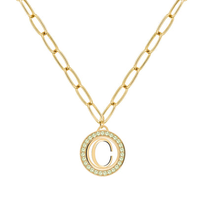 Letter & Peridot Pendant in 14k Gold (August)