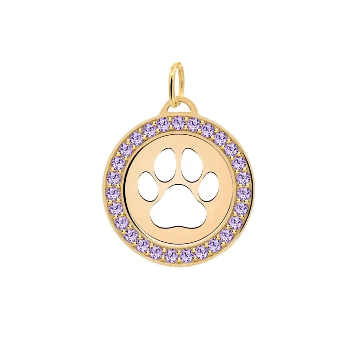Paw & Amethyst Pendant in 14k Gold (February)