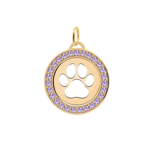 Paw & Amethyst Pendant in 14k Gold (February)