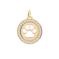Paw & White Topaz Pendant in 14k Gold (April)