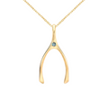 Large Alexandrite Wishbone Pendant in Solid 14k Gold (June)