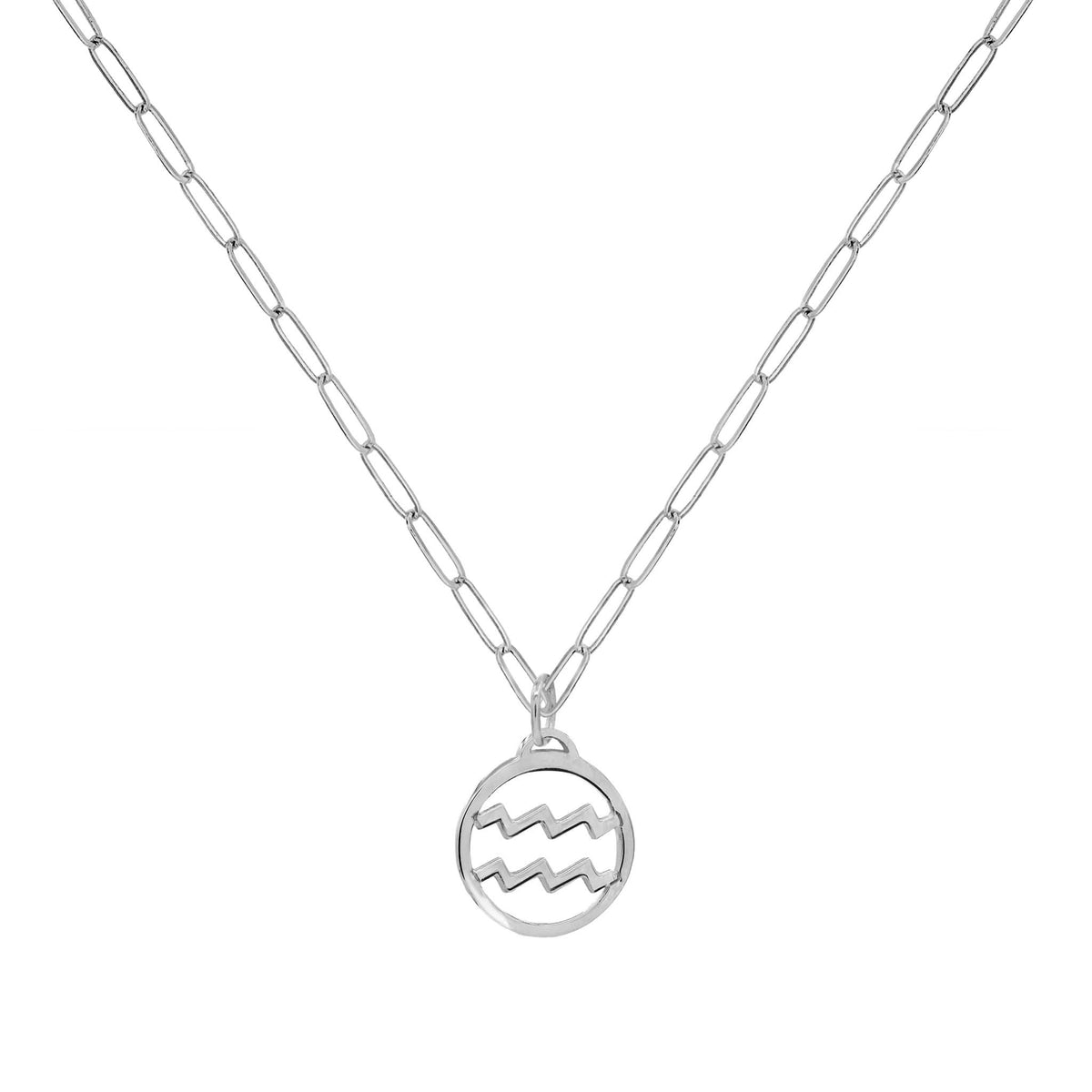 Flat Aquarius Pendant with Adelaide Mini Chain in 14k Gold