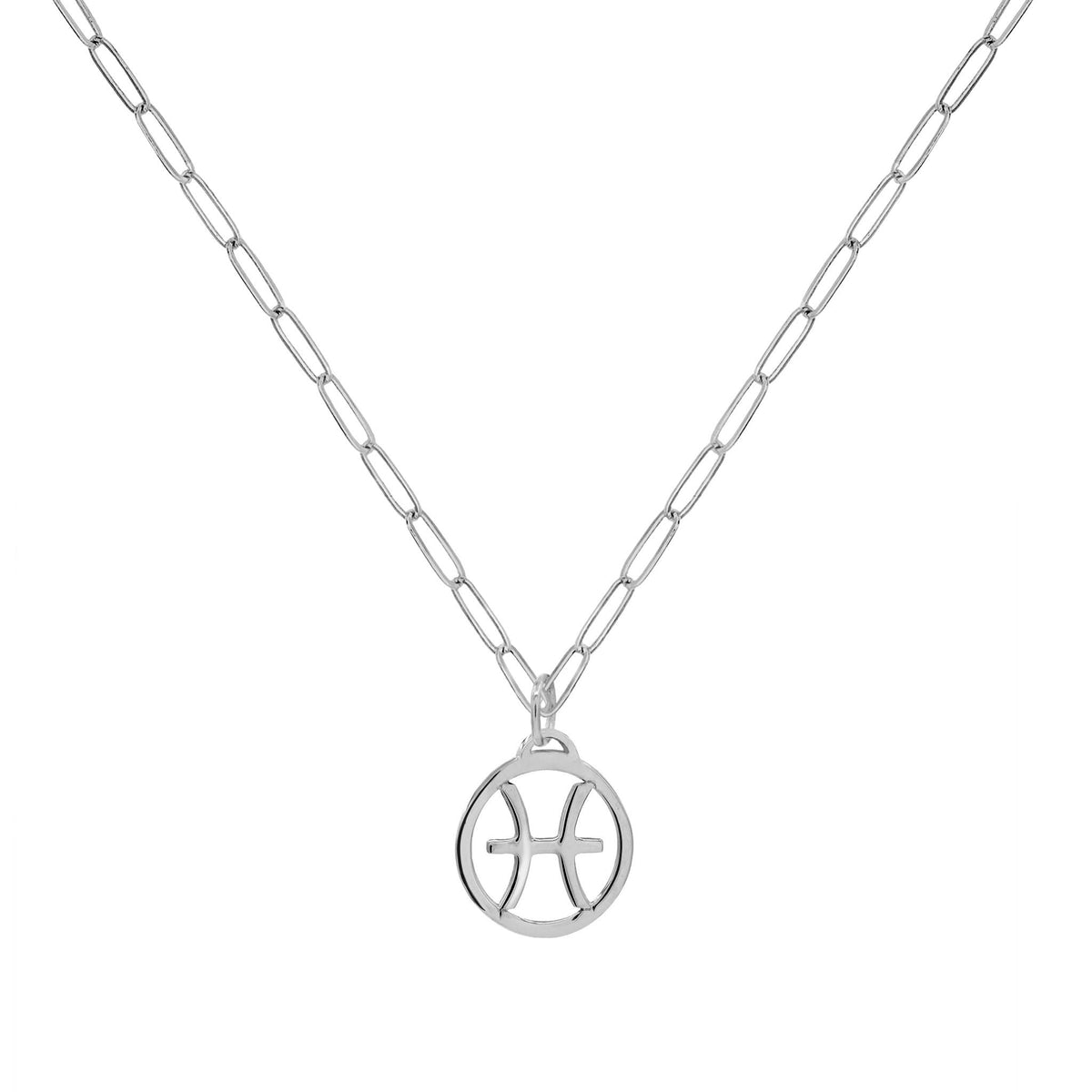 Flat Pisces Pendant with Adelaide Mini Chain in 14k Gold