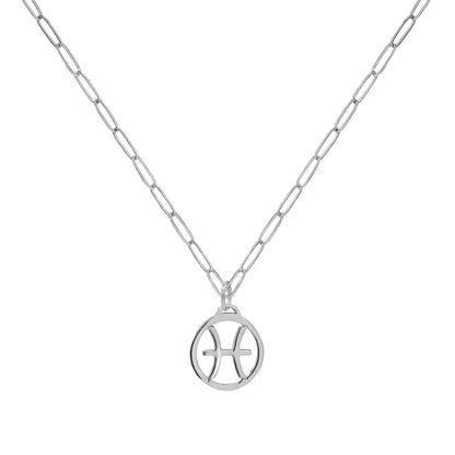 Flat Pisces Pendant with Adelaide Mini Chain in 14k Gold