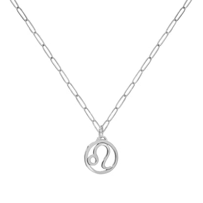 Flat Leo Pendant with Adelaide Mini Chain in 14k Gold