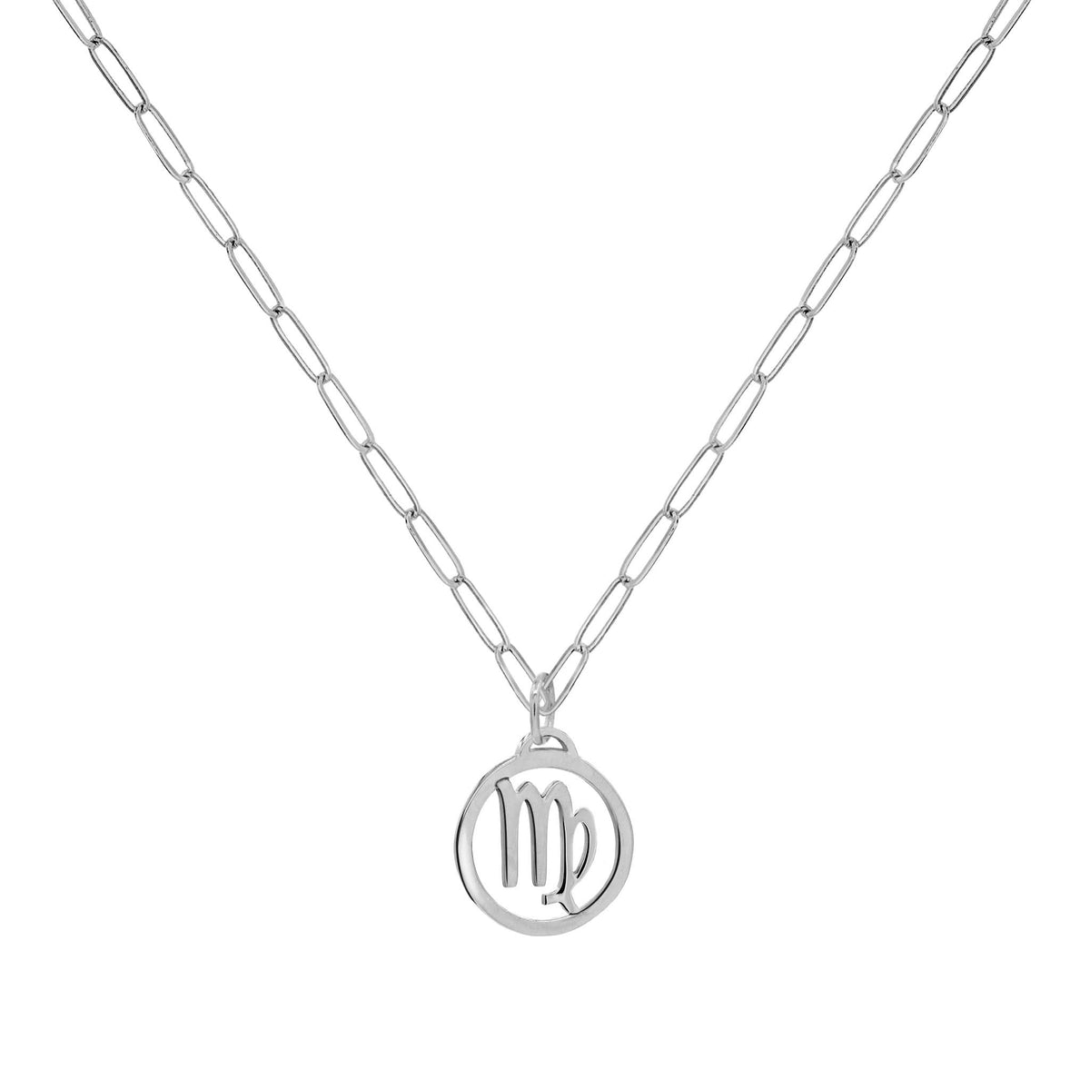 Flat Virgo Pendant with Adelaide Mini Chain in 14k Gold