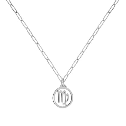 Flat Virgo Pendant with Adelaide Mini Chain in 14k Gold