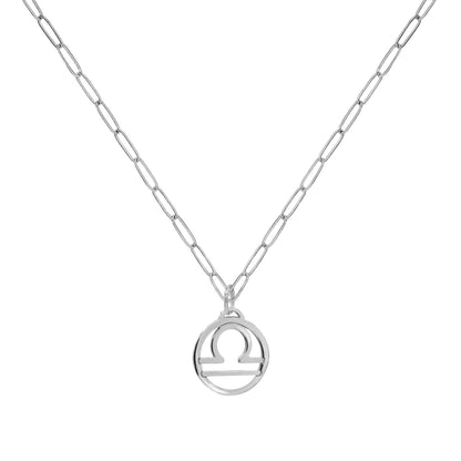 Flat Libra Pendant with Adelaide Mini Chain in 14k Gold