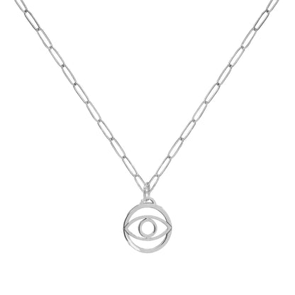 Evil Eye Pendant with Adelaide Mini Chain in 14k Gold
