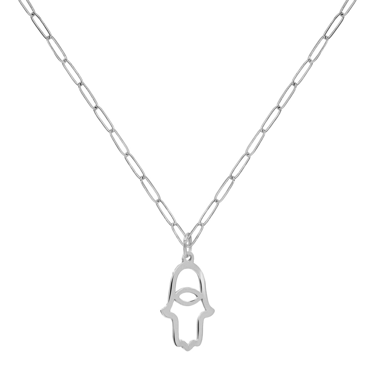 Hamsa Pendant with Adelaide Mini Chain in 14k Gold