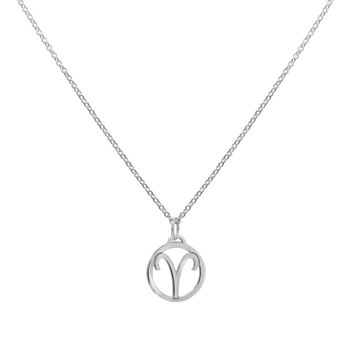 Flat Aries Pendant with Classic Chain in 14k Gold