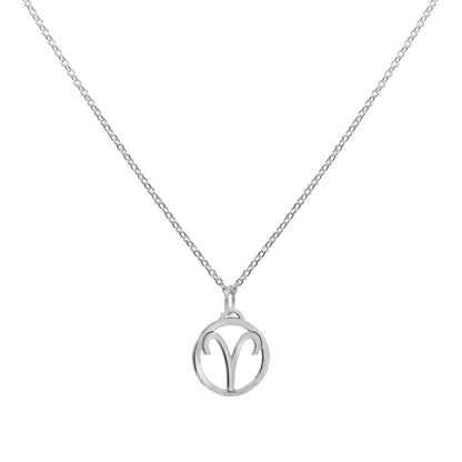 Flat Aries Pendant with Classic Chain in 14k Gold