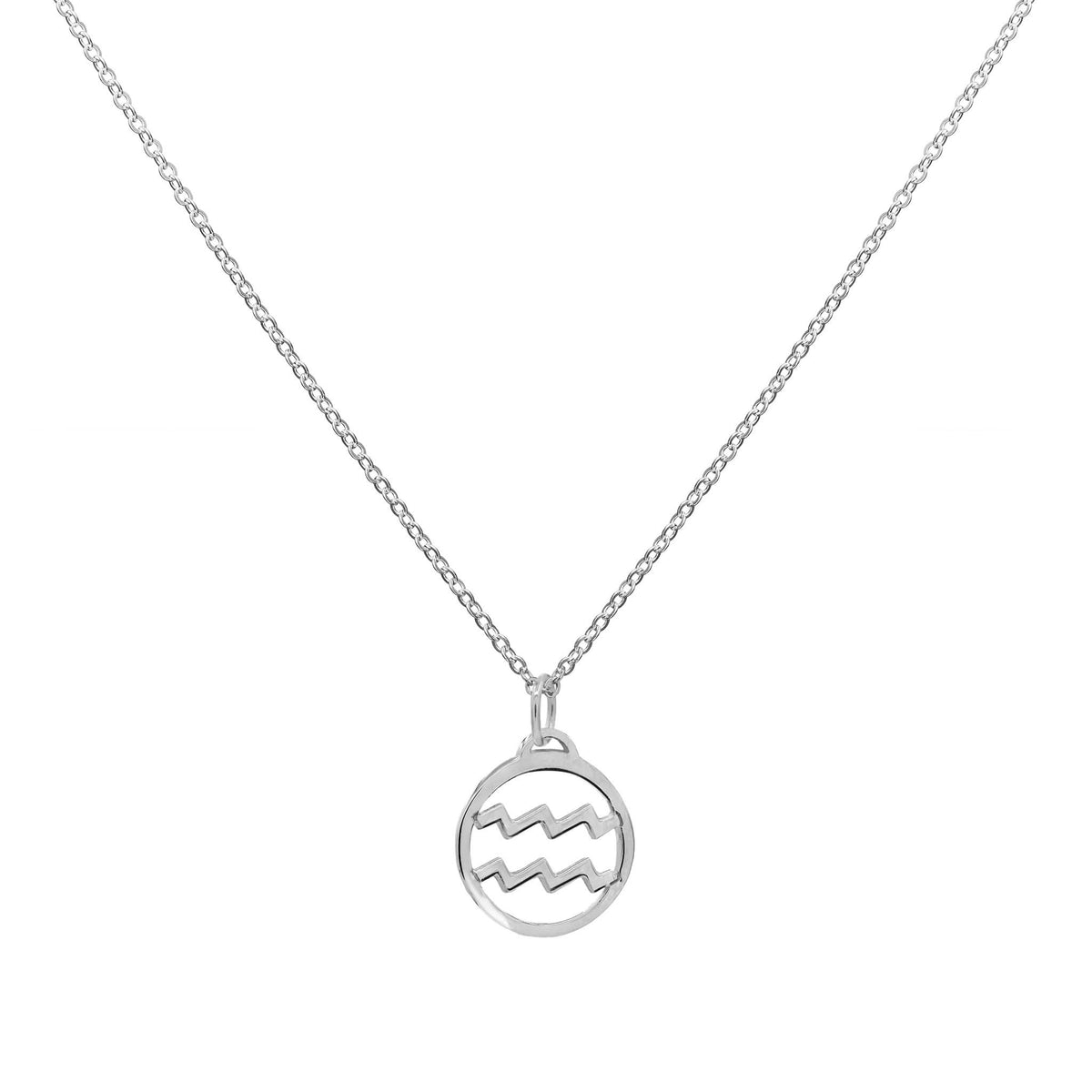 Flat Aquarius Pendant with Classic Chain in 14k Gold