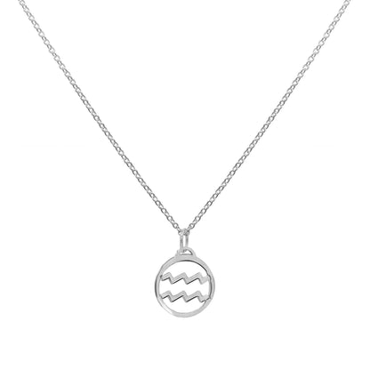 Flat Aquarius Pendant with Classic Chain in 14k Gold