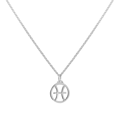 Flat Pisces Pendant with Classic Chain in 14k Gold