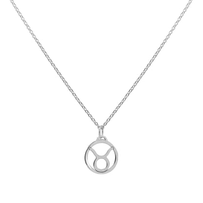Flat Taurus Pendant with Classic Chain in 14k Gold