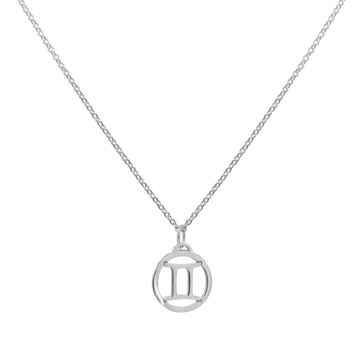 Flat Gemini Pendant with Classic Chain in 14k Gold