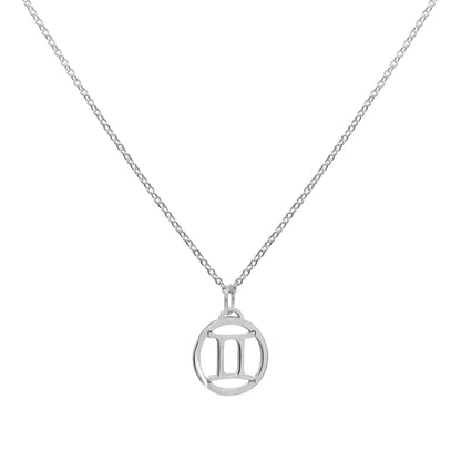 Flat Gemini Pendant with Classic Chain in 14k Gold