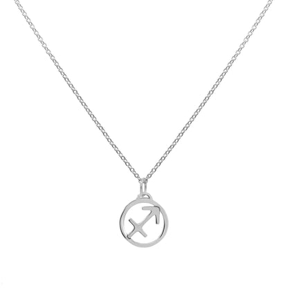 Flat Sagittarius Pendant with Classic Chain in 14k Gold
