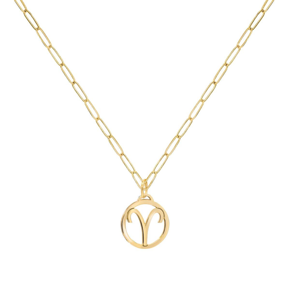Flat Aries Pendant with Adelaide Mini Chain in 14k Gold