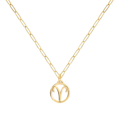 Flat Aries Pendant with Adelaide Mini Chain in 14k Gold