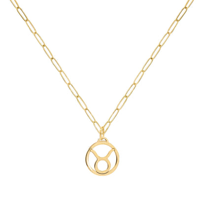 Flat Taurus Pendant with Adelaide Mini Chain in 14k Gold