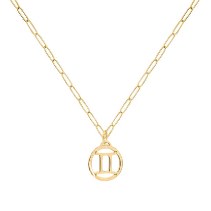 Flat Gemini Pendant with Adelaide Mini Chain in 14k Gold