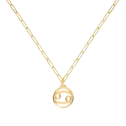 Flat Cancer Pendant with Adelaide Mini Chain in 14k Gold