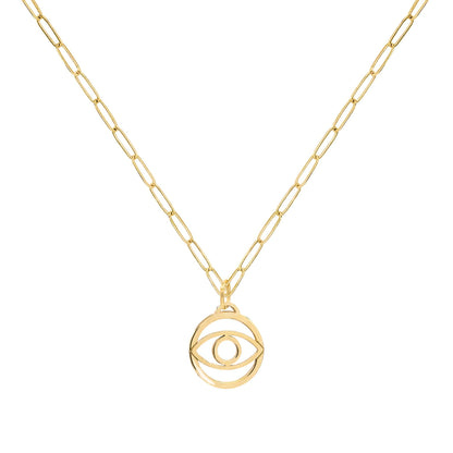 Evil Eye Pendant with Adelaide Mini Chain in 14k Gold