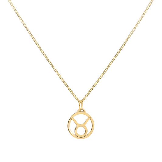 Flat Taurus Pendant with Classic Chain in 14k Gold
