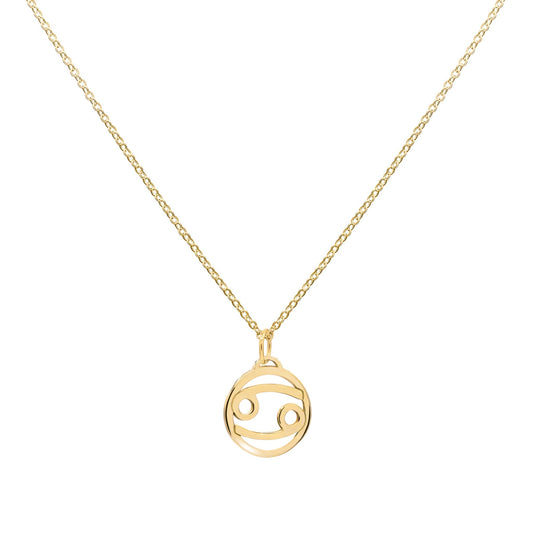 Flat Cancer Pendant with Classic Chain in 14k Gold