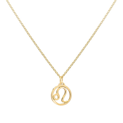 Flat Leo Pendant with Classic Chain in 14k Gold