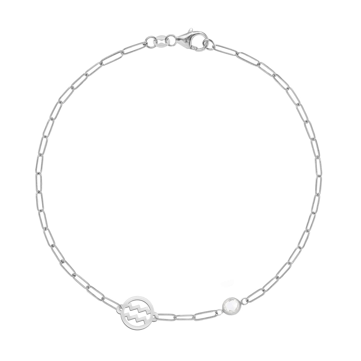Aquarius & Birthstone Bracelet on Adelaide Mini in 14k Gold