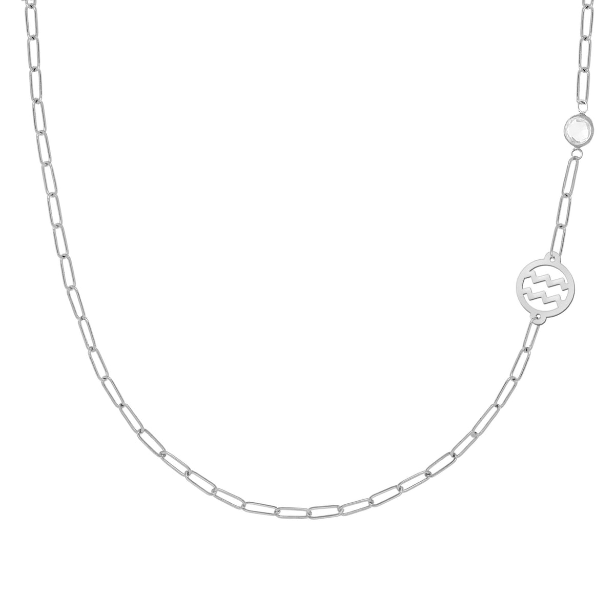 Aquarius & Birthstone Necklace on Adelaide Mini in 14k Gold