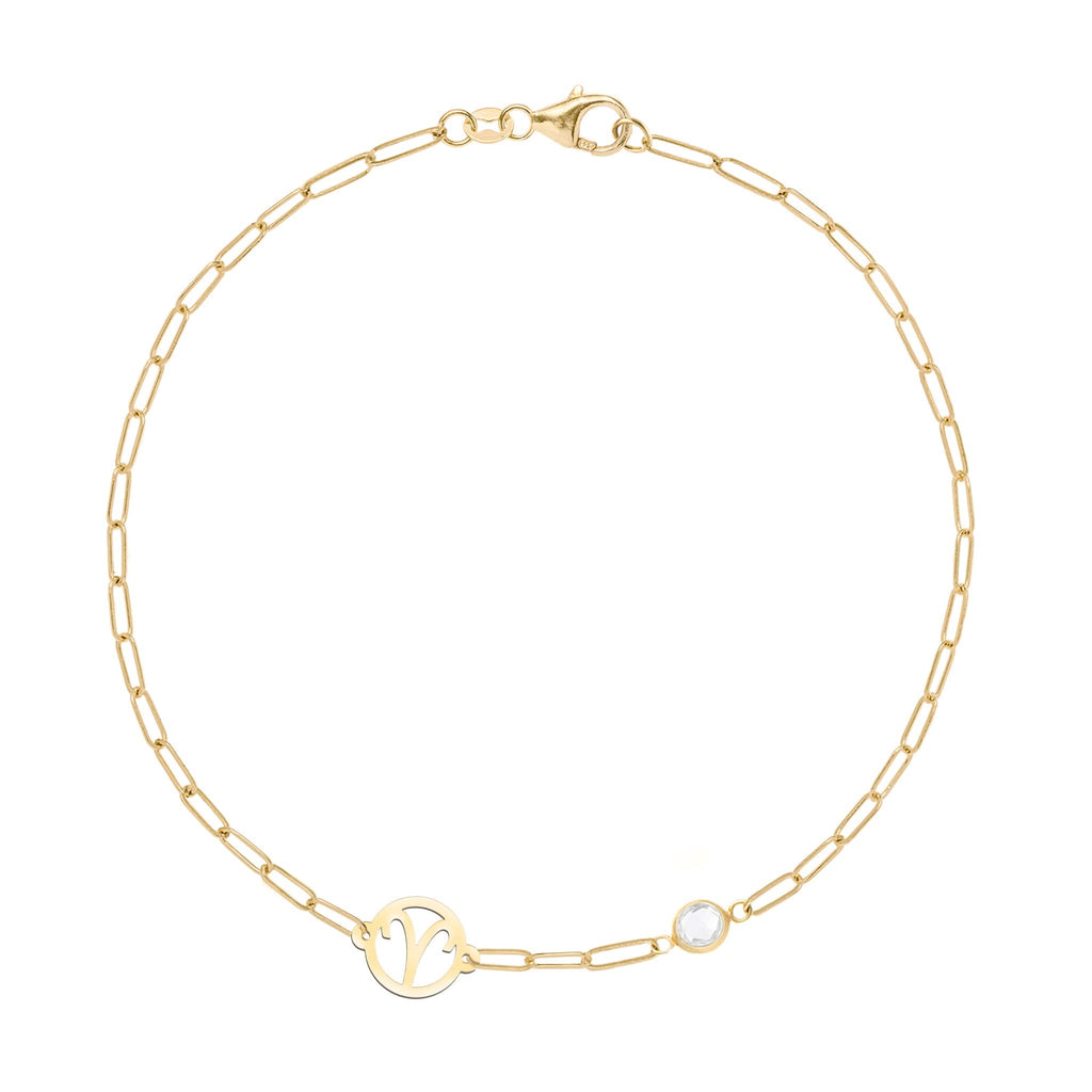 Aries & Birthstone Bracelet on Adelaide Mini in 14k Gold