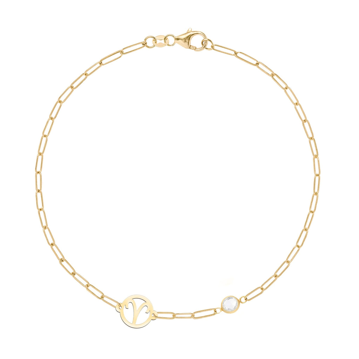 Aries & Birthstone Bracelet on Adelaide Mini in 14k Gold