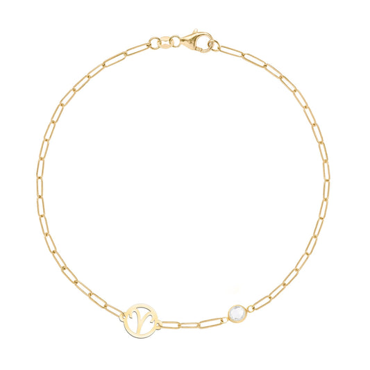 Aries & Birthstone Bracelet on Adelaide Mini in 14k Gold