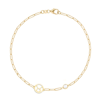 Taurus & Birthstone Bracelet on Adelaide Mini in 14k Gold