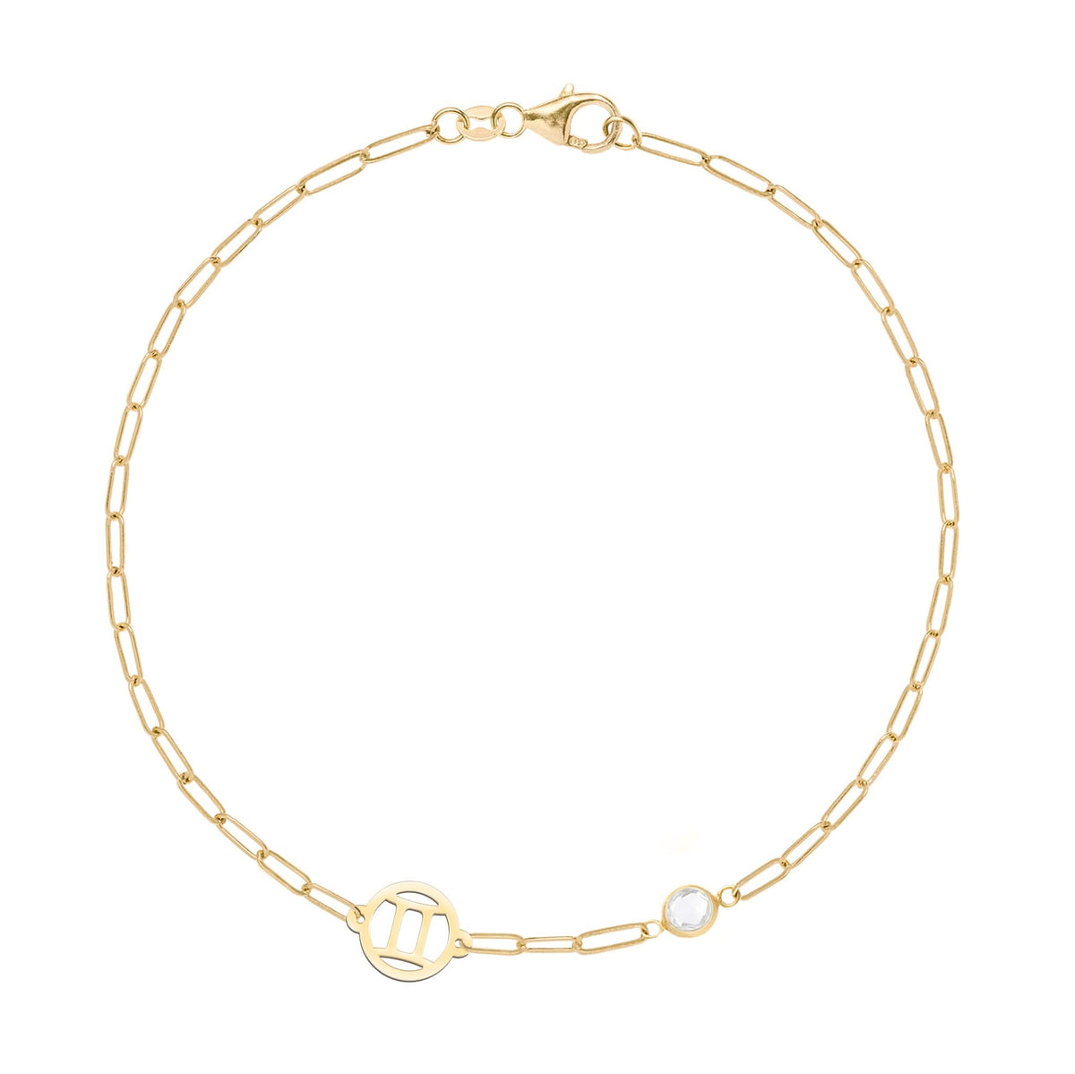 Gemini & Birthstone Bracelet on Adelaide Mini in 14k Gold