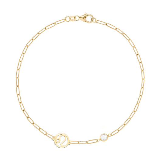 Leo & Birthstone Bracelet on Adelaide Mini in 14k Gold