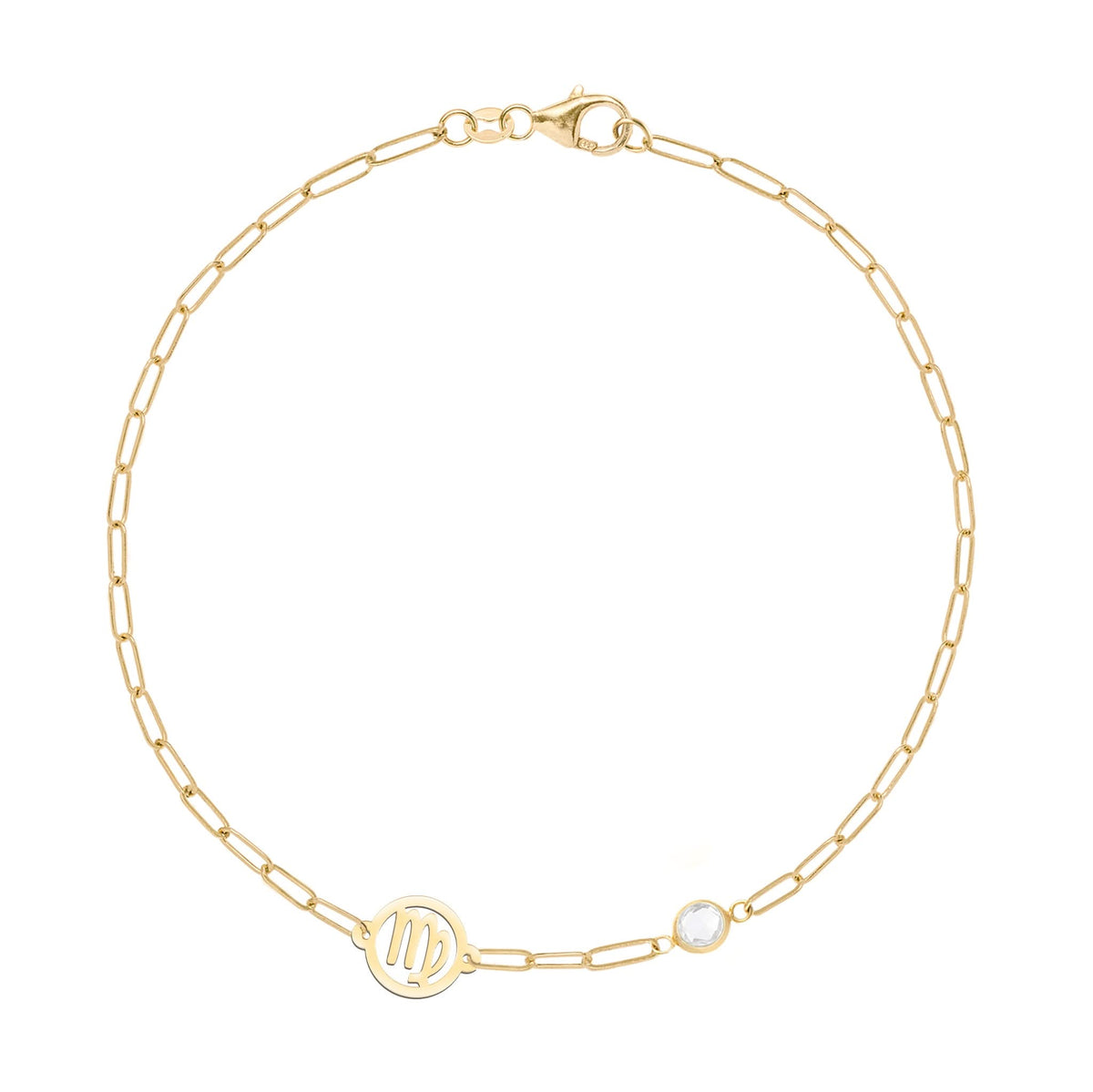 Virgo & Birthstone Bracelet on Adelaide Mini in 14k Gold