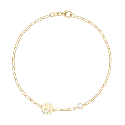 Virgo & Birthstone Bracelet on Adelaide Mini in 14k Gold