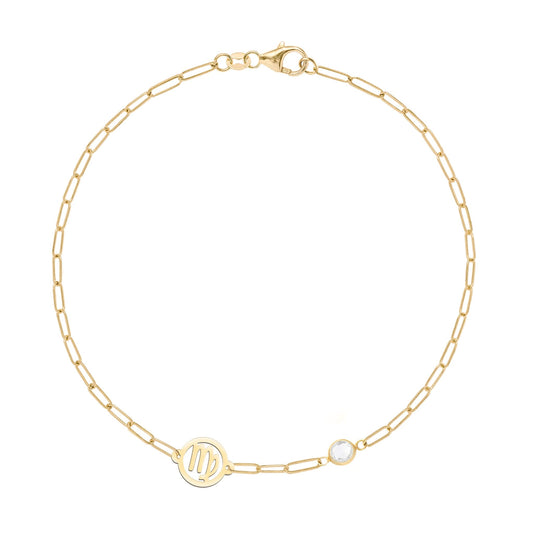 Virgo & Birthstone Bracelet on Adelaide Mini in 14k Gold